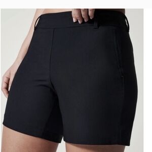 SPANX Black Sunshine Short 6" Pull-On 4-Way Stretch w/Pockets - Size M ** FLAW